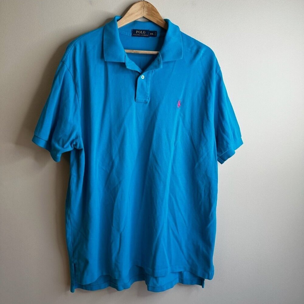 Polo Ralph Lauren Shirt Mens XXL Blue Performance Polo Preppy Golf Stretch‎